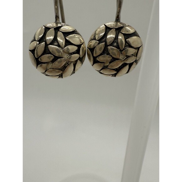 Silpada Petal Leaf Sterling Silver Earrings W1339 925 Round Ball Drop Rare HTF - Picture 2 of 4